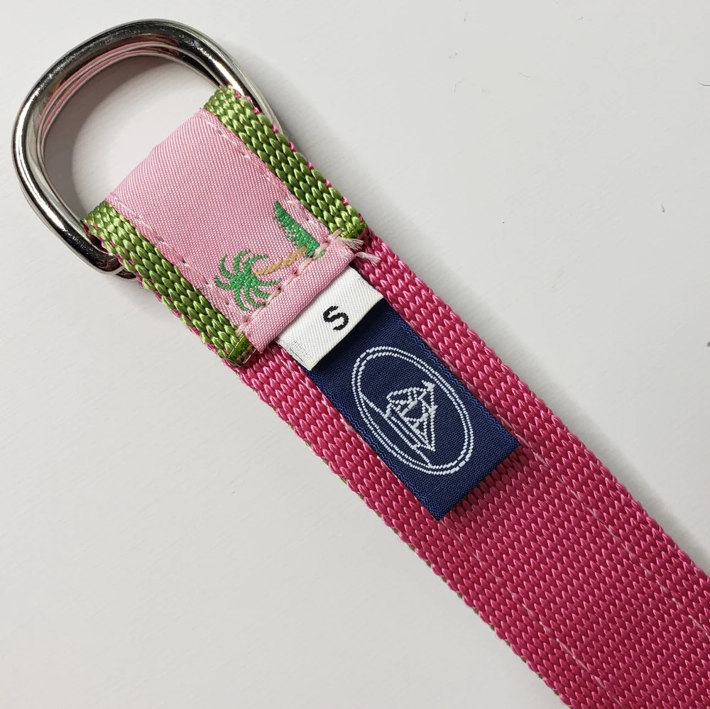 Leatherman Nylon Woven Preppy Palm Tree Adjustable Belt Size small Resortwear